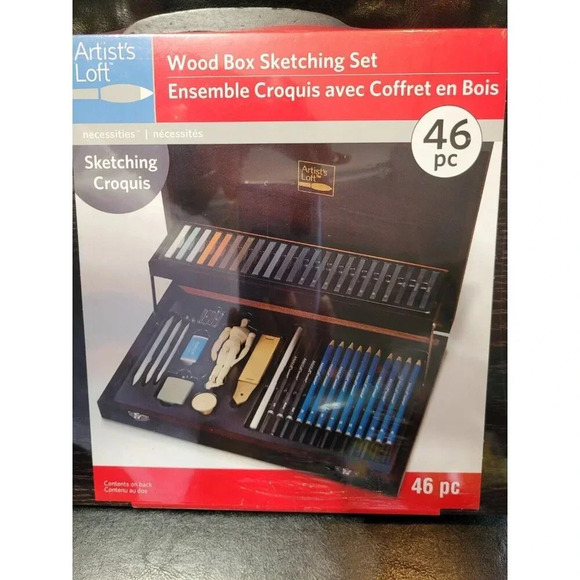 Artist's Loft Wood Box Case- Drawing & Sketching Set - 46 Pieces - Brand New - Picture 2 of 7
